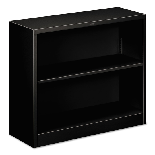 Metal Bookcase, Two-Shelf, 34.5 x 12.63 x 29, Black - 34.5" x 12.63" x 29"