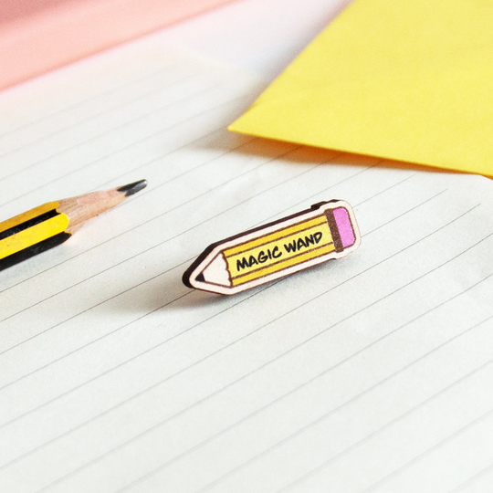 Pencil Wooden Pin - Teacher Graduation Back To School Exam Results Gift Creativity Confidence Pin