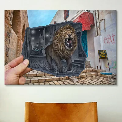 'Pencil with Camera 63 Mighty Lion' by Ben Heine Photographic Print on Wrapped Canvas