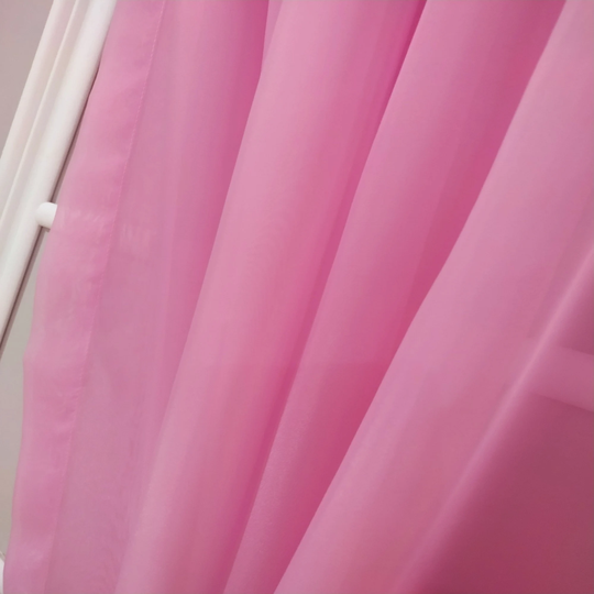 Two Panel Set Of Pink Plain Custom Size Sheer Curtain, Net Curtain Drapery, Extra Long, Wide