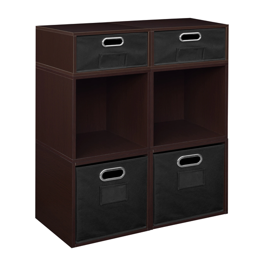 Noble Connect Storage Set- 4 Full Cubes/2 Half Cubes with Foldable Storage Bins- Truffle/Black