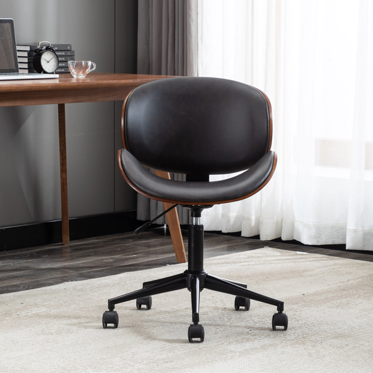 Home Office Chair with PU Leather Upholstery and black foot