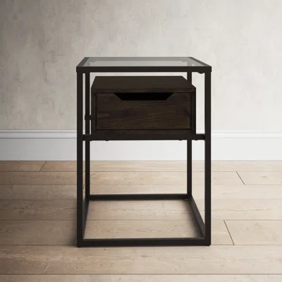 Glass Frame End Table with Storage