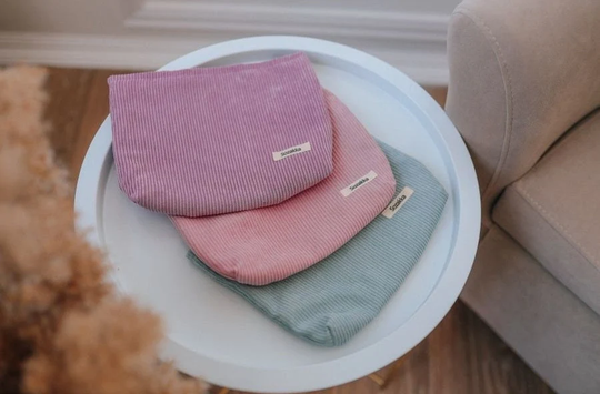 Corduroy Cosmetic Bag, Vintage Makeup Velvet Zipper Pouch, Organizer, Make Up Toiletry Eco Pencil Case, From Usa