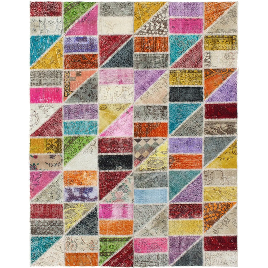 ECARPETGALLERY Hand-knotted Color Transition Patchwork Multi Wool Rug - 5'7 x 7'10