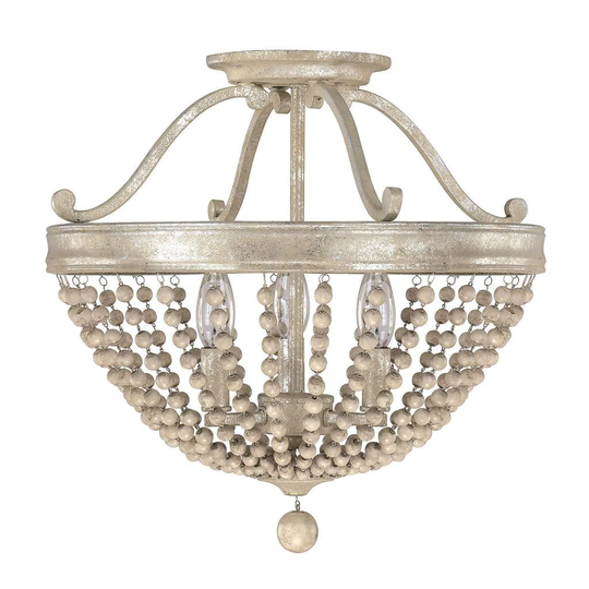 Adele 3-light Painted Silver Quartz Semi-Flush Mount - Painted Silver Quartz