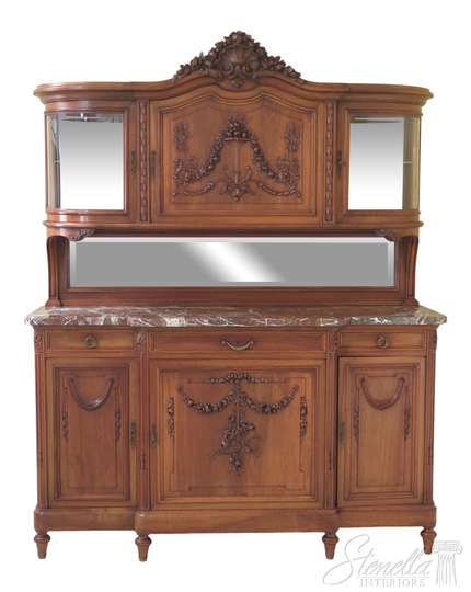F31477Ec Curtail French Antique Marble Top Sideboard W. Curio