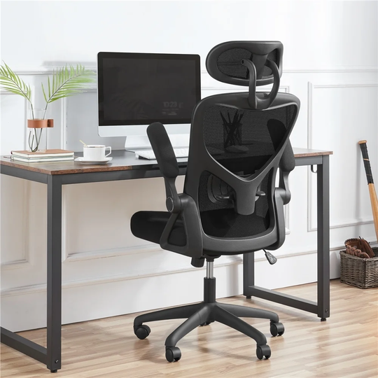 Yaheetech Adjustable High Back Mesh Office Chair with Folding Armrests