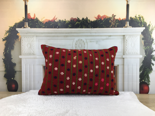 Sofa Pillow, Handmade Cushions Bed 16x24 Turkish Kilim Boho Pillow Case,, 2050