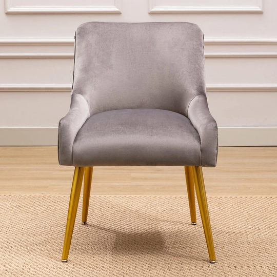 Modern Velvet Wide Accent Chair with Swoop Arm Metal Legs