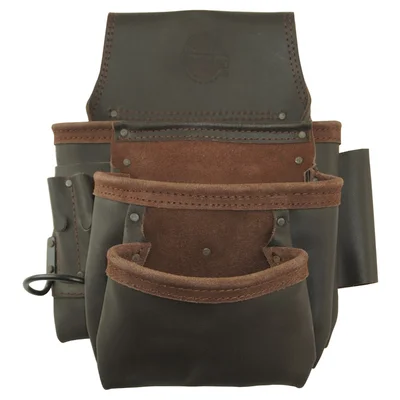 9-Pocket Nail & Tool Pouch With Hammer Holder Oil Tanned Leather