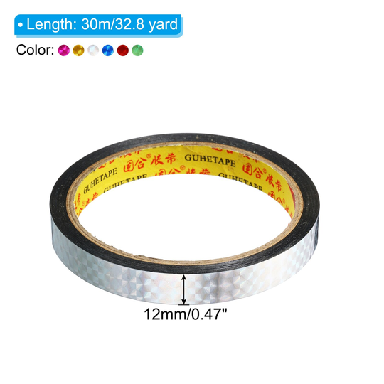 6pcs 12mmx30m Prism Tape Holographic Reflective Craft Adhesive, Assorted Color - Assorted Color