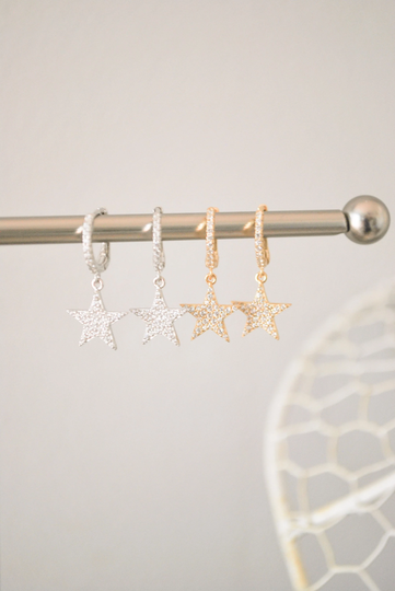 Star Earrings, Dainty Earrings, Gold Filled, Sterling Silver, Dangle Earrings, Huggie Earrings, Drop Earrings, Gift For Her