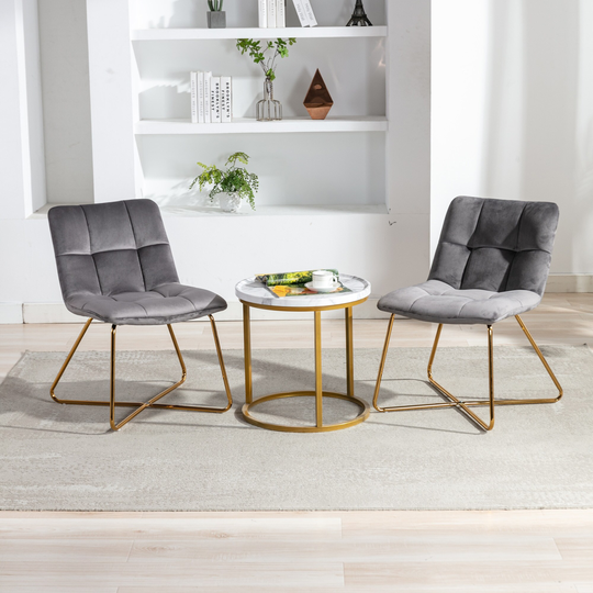 Velvet Accent Chair Retro Leisure Lounge Chair Vanity Chair (set of 2) - 19.29 *21.26 *29.92