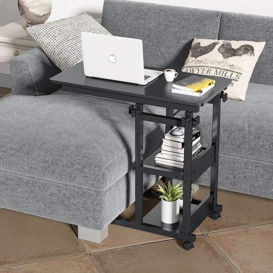 Tribesigns Sofa Side Table with Storage Shelves, Mobile C Table End Table,Adjustable Height
