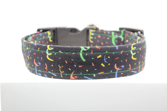 New Year's Eve Dog Collar, Handmade Custom Fabric Print Year, Dog Collars, Holidays