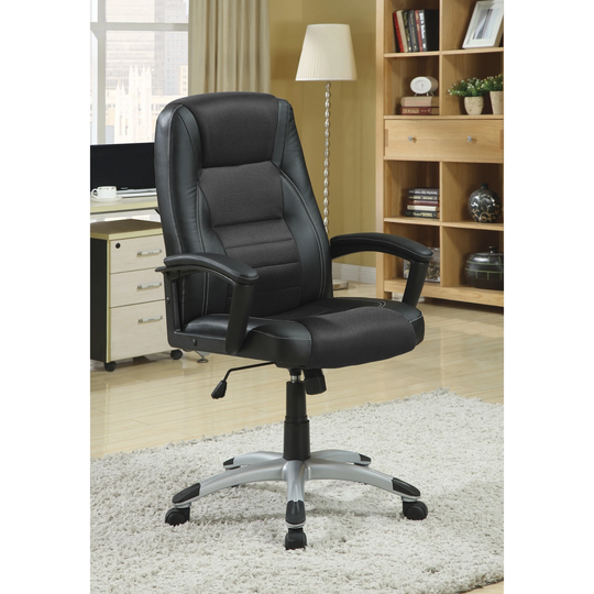 Cory Black Upholstered Office Chair with Casters