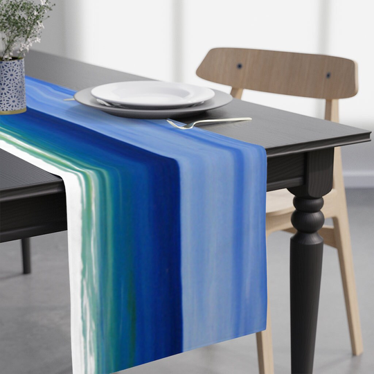 Beautiful Beach Coastal Home Table Runner Of My Art. Size 90" X 16". Coastal Blue Ocean House Runner