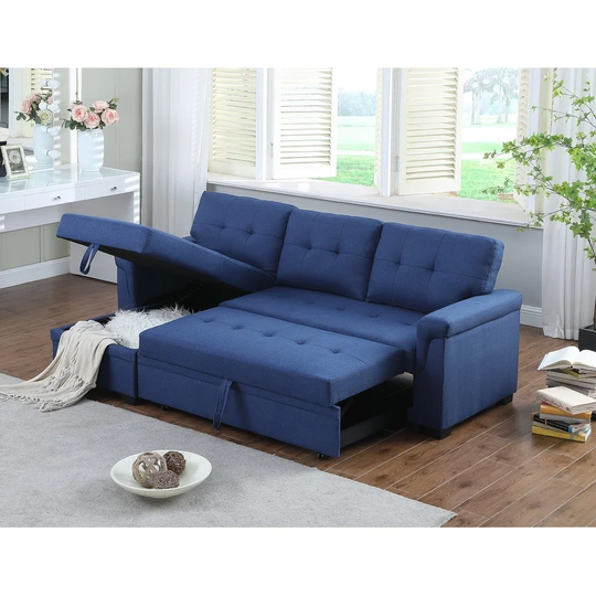 Copper Grove Perreux Linen Reversible Sleeper Sectional Sofa