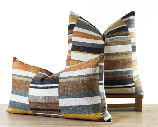 Mulit-Color Pillow Cover | Funky Retro Stripe Throw Colorful Decor Square & Lumbar Pillows + Insert Available