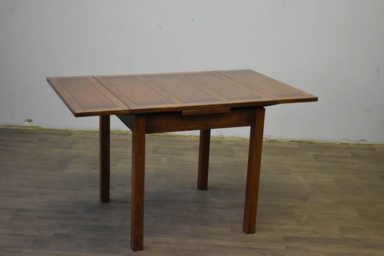Mission Oak Kitchen Table With 2 Stow Away Leaves - Dark Brown