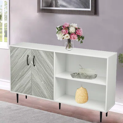Freestanding Sideboard Storage Cabinet With 2 Doors And 3 Open Shelgves