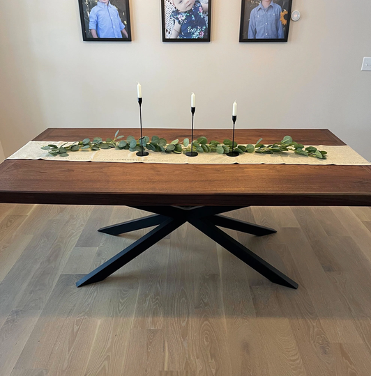 Industrial Walnut Dining Table - The Harper Steel Customize Any Size, Color Or Wood Type