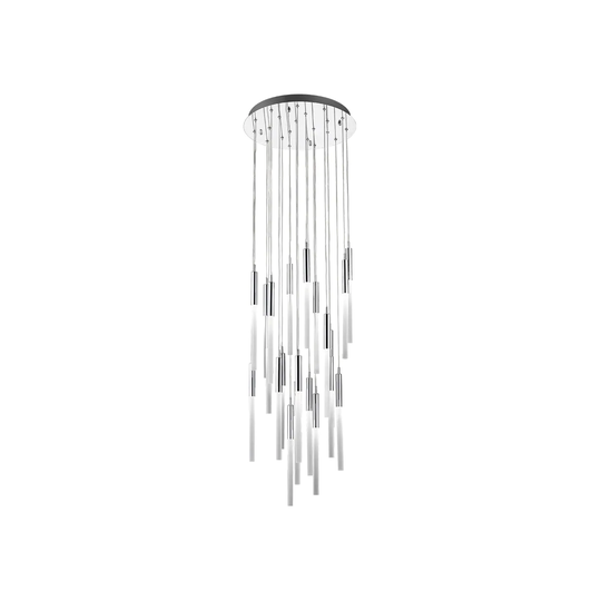 Avenue Lighting Main St. Collection polished nickel steel and frosted glass 21 light pendant fixture - 22