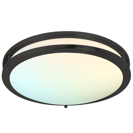 Luxrite 16 Inch LED Flush Mount Ceiling Light 5 Color Selectable Dimmable 24W 1920 Lumens ETL Listed Matte Black