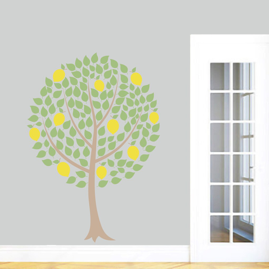 Lemon Tree Wall Decal, Colorful Lemon Tree Wall Art