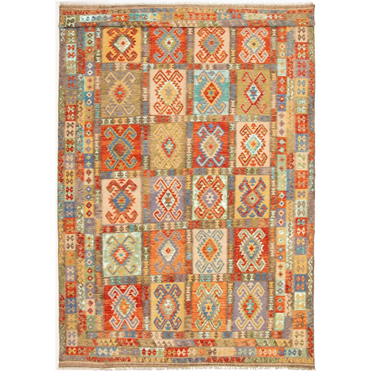 ECARPETGALLERY Flat-weave Bold and Colorful Multi Color Wool Kilim - 9'10 x 16'0