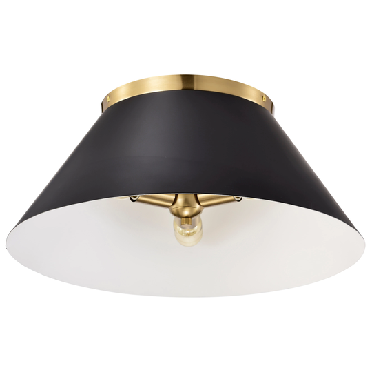 Dover - 3 Light - Large Flush Mount - Black with Vintage Brass