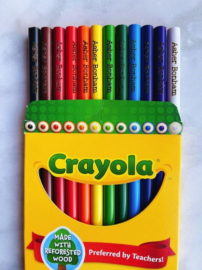 Personalized Engraved Colored Pencil Set - Crayola Classic 12 Pack | Custom Pencils With Name Back To School Supplies