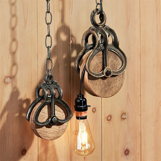 Design Toscano Vintage Cast Iron and Wood Wheel Farm Pulley: Set of Two