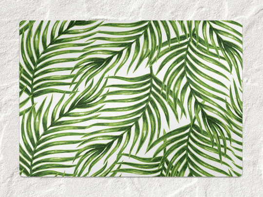 Green Leafs Chair Mat, Protective White Splat Botanical Vinyl Floor Pvc Office Room Rug, Comfort Splash Mat