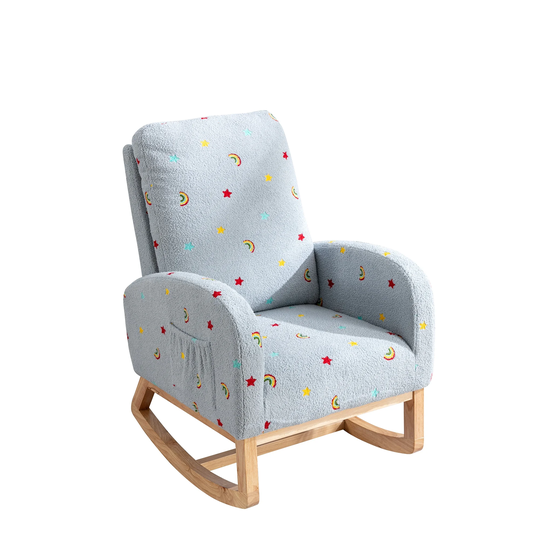 26.8"W Modern Rocking Chair, Mid Century Accent Rocker Armchair With Side Pocket, Rocking Chair for Living Room Baby Kids Room