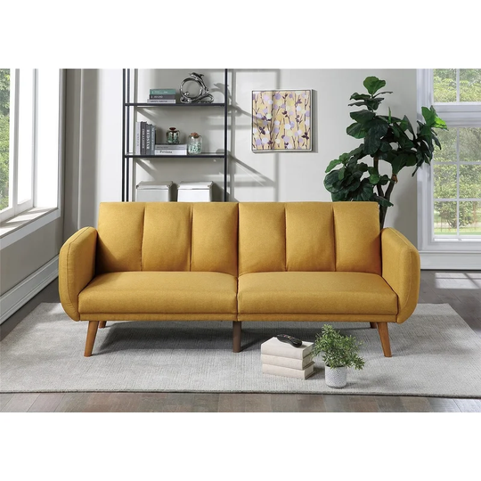 Elegant Modern Sofa Polyfiber 1pc Sofa Convertible Bed Wooden Legs Living Room Lounge Guest Furniture