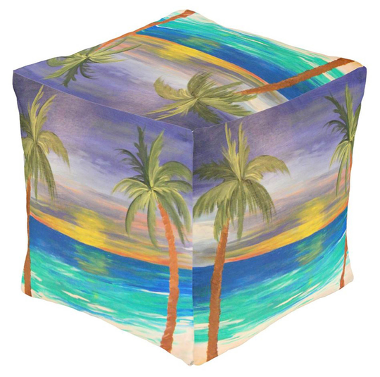 Tropical Sunset Beach Palm Tree Ottomans & Foot Stools Coastal Home Furniture With My Art. Palm Seating Bean Bag Chair