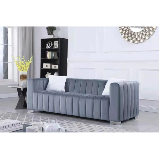 Modern Velvet Upholsted Sofa, Soft Sofa with Clean Lines