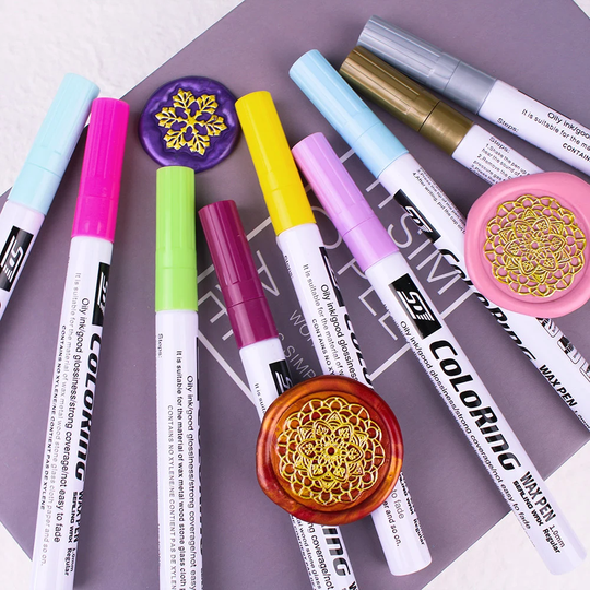 10 Colors Wax Seal Pen, Wax Stamp Gold Pen, Gold Or Silver Pen For Stamp, Coloring