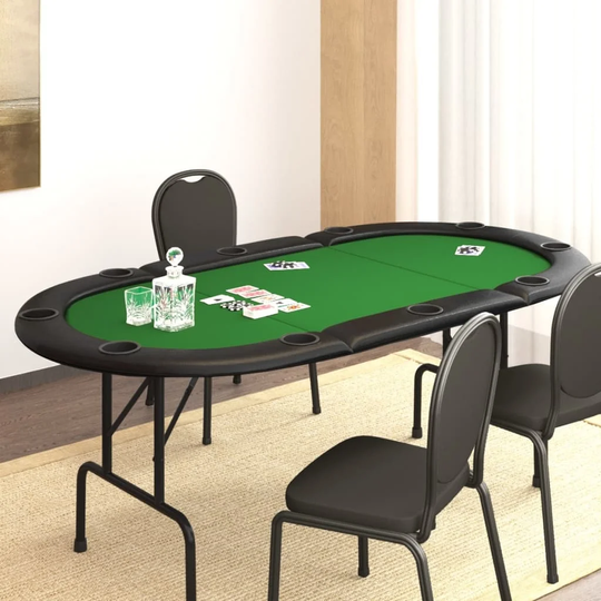 vidaXL 10-Player Folding Poker Table Card Gaming Table Furniture Blue/Green - 81.1" x 41.7" x 29.5"
