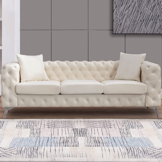Sofa Couches Set with Deep Button Tufted,6.7" Thicken Cushion for Office/Bedroom,Iron Legs