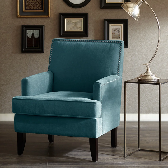 Colton Classic Accent Chair Nailhead Trim Club Chair Fabric Armchair with Removable Cushion