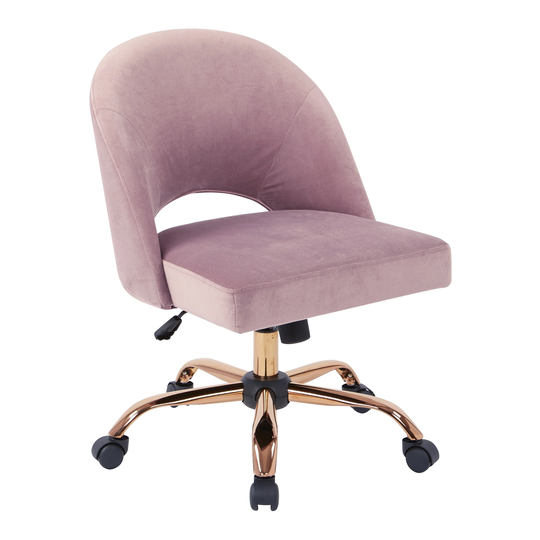 OS Home and Office Furniture Model Lula Office Chair in Lavender Fabric with Rose Gold Base