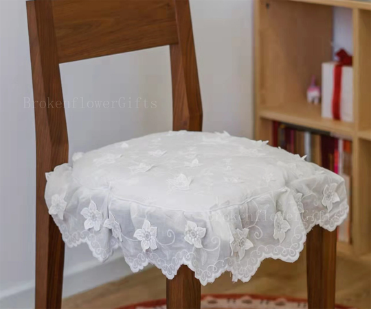Chair Seat Pad With Ties - Wedding Chair Cover Insert For White