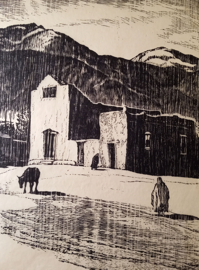 Howard Norton Cook | American 1901-1980 "Tesuque", Woodblock, 1926, Edition Small, Signed in Pencil | Free Shipping