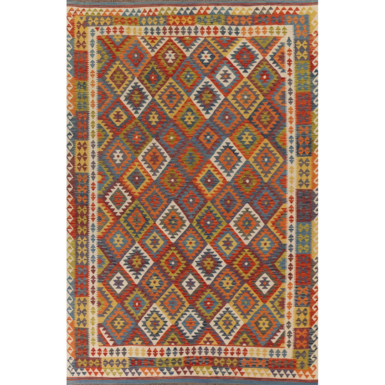Kilim Oriental Area Rug Hand-woven Colorful Wool Carpet - 8'3" x 11'4"