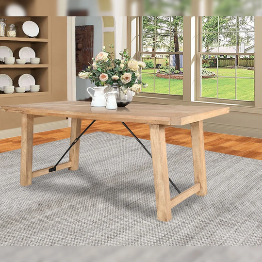 Farmhouse / Modern Farmhouse / Elegant Dining Table In Natural Look Finish In Rowan Gray 72" X 36" X 30"
