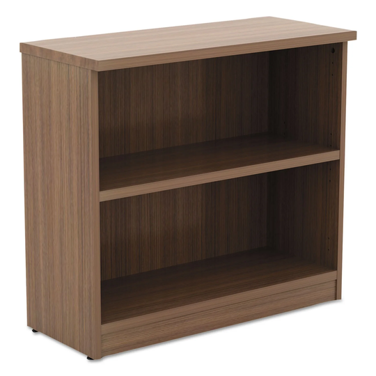 Alera Valencia Series Bookcase, Two-Shelf, 31 3/4 x 14 x 29 1/2, Modern Walnut - 31 3/4" x 14" x 29 1/2"