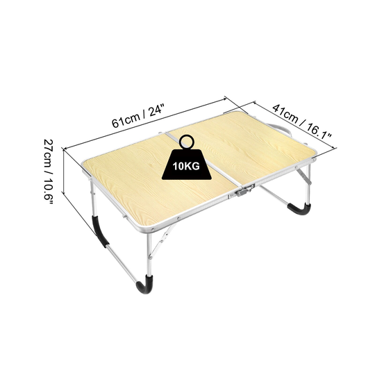 Foldable Laptop Table, Picnic Bed Tray Table with Tote Bag, Wood Color - Wood Color
